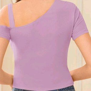 Lilac purple one cold shoulder tee